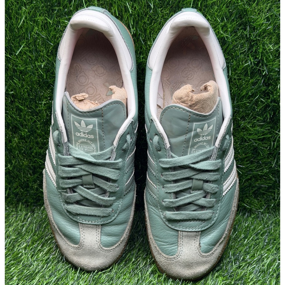 Adidas Samba OG Silver Green Chalk White Gum Leather Sneakers IE7011 Womens 6 - Picture 8 of 10